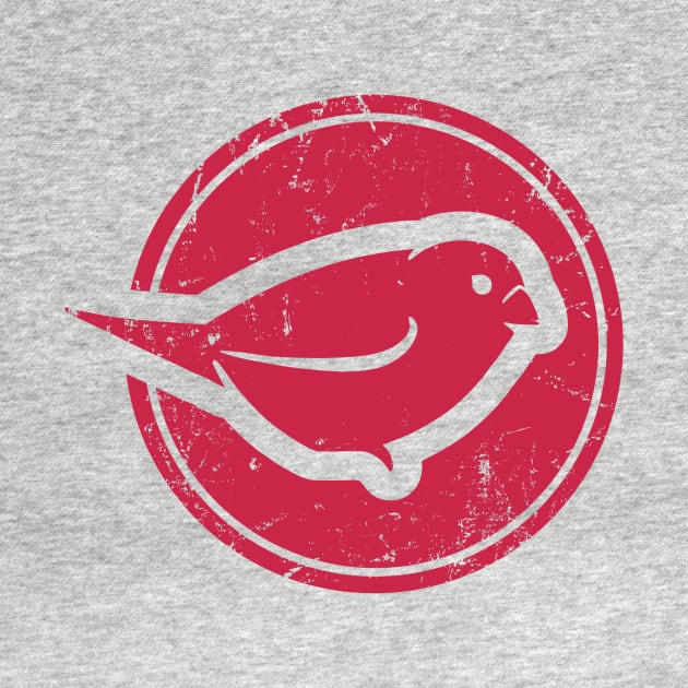 Stylized sparrow in red for bird and ornithology lovers by croquis design